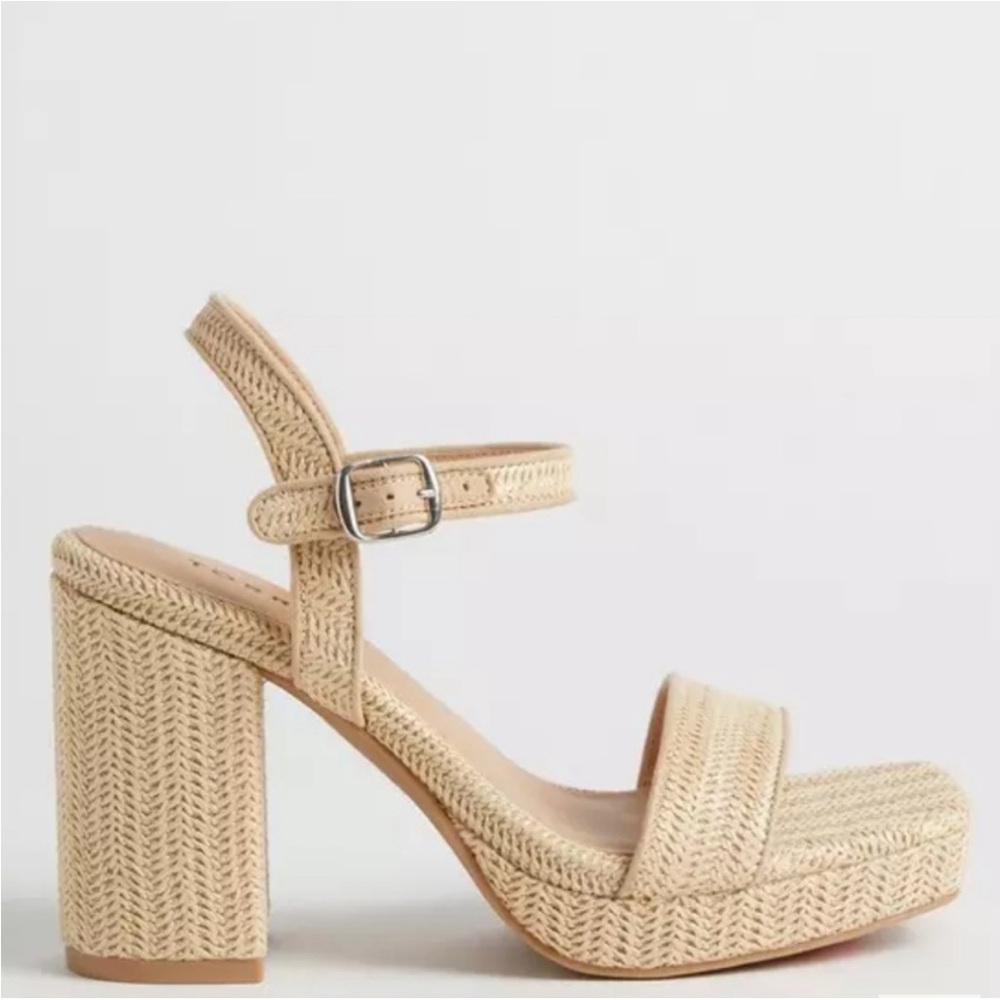 TORRID Raffia Platform Heel Sandal Size 10WW 10 Extra Wide NWT Boho Natural - Picture 13 of 13